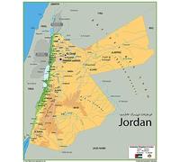 Physical Map of Jordan - The Oxford Collection - Size 84.1 x 71.3 cm - Paper Laminated