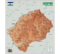 Physical Map of Lesotho - The Oxford Collection - Size 59.4 x 65 cm - Paper Laminated