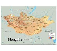 Physical Map of Mongolia - Size A2 - Paper Laminated