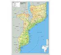 Physical Map of Mozambique - Size A0-84.1 x 118.9cm - Paper Laminated