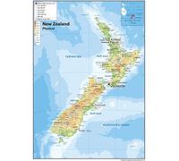 Physical Map of New Zealand - Size A1-59.4 x 84.1cm - Paper Laminated