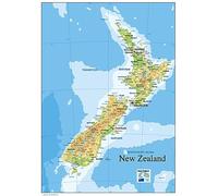 Physical Map of New Zealand - The Oxford Collection - Size A1 - Paper Laminated