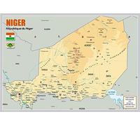 Physical Map of Niger - The Oxford Collection - Size A2 - Paper Laminated