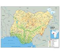 Physical Map of Nigeria - Size A0-84.1 x 118.9cm - Paper Laminated