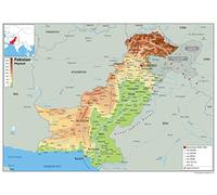 Physical Map of Pakistan - Size A2-59.4 x 42cm - Paper Laminated | Detailed Laminated Wall Map, Ideal For Home, Office Or Classroom Display.