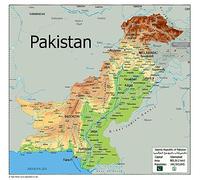 Physical Map of Pakistan - The Oxford Collection - Size 84.1 x 80 cm - Paper Laminated