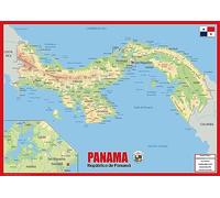 Physical Map of Panama - The Oxford Collection - Size A2 - Paper Laminated