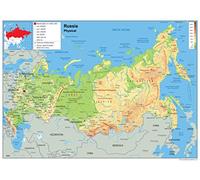 Physical Map of Russia - Size A1-59.4 x 84.1 cm - Paper Laminated