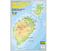 Physical Map of São Tomé and Príncipe - The Oxford Collection - Size A1 - Paper Laminated