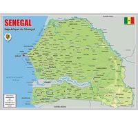 Physical Map of Senegal - The Oxford Collection - Size A1 - Paper Laminated