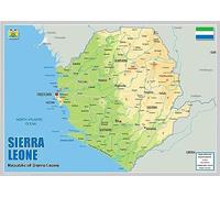 Physical Map of Sierra Leone - The Oxford Collection - Size A1 - Paper Laminated