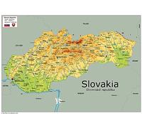 Physical Map of Slovakia - Size A2 - Paper Laminated