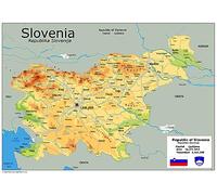 Physical Map of Slovenia - Size A2 - Paper Laminated