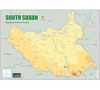 Physical Map of South Sudan - Size A2 - Paper Laminated