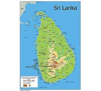 Physical Map of Sri Lanka - The Oxford Collection - Size A1 - Paper Laminated