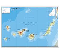 Physical Map of the Canary Islands - Size A1-59.4 x 84.1cm - Paper Laminated