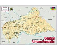 Physical Map of the Central African Republic - The Oxford Collection - Size A1 - Paper Laminated