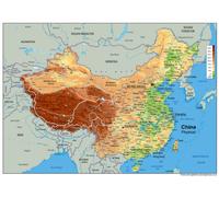 Physical Map of the China - Size A1-59.4 x 84.1 cm - Vinyl