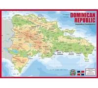 Physical Map of the Dominican Republic - Size A2 - Paper Laminated