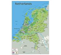 Physical Map of the Netherlands - Size A1 - Paper Laminated