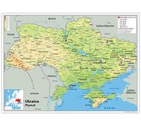 Physical Map of the Ukraine - Size A1-59.4 x 84.1cm - Paper Laminated