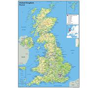 Physical Map of the United Kingdom - Size A0-84.1 x 118.9 cm