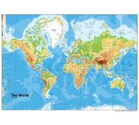 Physical Map of The World - Size A1-59.4 x 84.1 cm - Vinyl