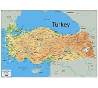 Physical Map of Turkey - The Oxford Collection - Size A2 - Paper Laminated