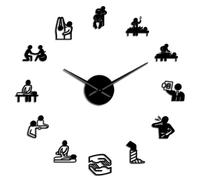 Physical Therapy Osteopathy Big DIY Wall Clock Chiropractic Acupuncture Massage Acrylic Mirror Stickers on the Wall Decor Watch(Black,37inch)