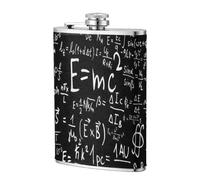Physics Formula Law E=Mc2,304 Stainless Steel 8oz Flask Pu Leather Case, Pocket Flagon Outdoor Flat Liquor Flask