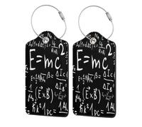 Physics Formula Law E=Mc2,Luggage Tags Pu Leather Name Tag Travel Suitcase Identifier ID Tags Durable Luggage Label 2 pcs