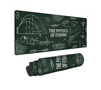 Physics Large Mouse Pad, Scientific Educational Fishing Graphs Green Rubber Non Slip Extended Table Mousepad Idea for Home Office Desk Laptop Gamers Gift 16x36 Inch