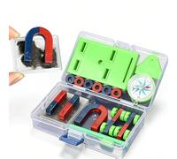 Physics Magnet Experiment Set Science Lab Equipment U-Shaped Horseshoe Magnets Compass Iron Powder Magnetic Levitation Teaching Aids Educational Kit for Students Classroom Demonstration