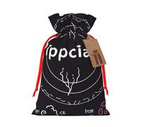 Physics Print art Printed Christmas Drawstring Bags Reusable Xmas Bag for Christmas Party Xmas Gift Wrapping, Red Ribbon, S