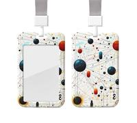 Physics Print ID Badge Holder with Lanyard Vertical ID Card Holder with Clear Window Sliding Card Case Protector Pouch for Nurse Officer Teacher Name Credit Cards Holder
