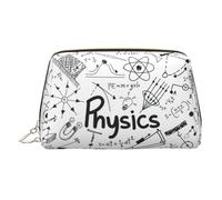 Physics Print Leather Makeup Bag for Travel, Portable Cosmetic Organizer, Make Up Bag with Zipper