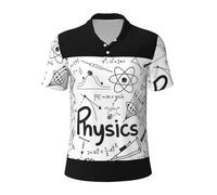 Physics Print Men's Polo Shirts â€“ Classic Apparel with Breathable Fabric for Stylish and Comfortable Wear, Casual Tops, Short Sleeve Tees, Versatile Clothing Black