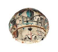 Physics Print print Bath cap Large bath cap Fit for all lengths of hair Protects hair bath cap Reusable