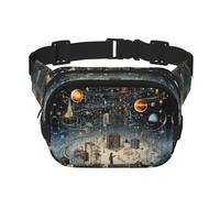 Physics Print print Fanny Pack Waist Packs with Extender for Men Women, Waist Bag Hip Pack with Zipper Pockets, Black, One Size
