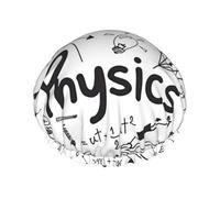 Physics Print Print Shower Cap for Women & Men â€“ Reusable Double-Layer Bath Hair Cap with Elastic Strap L
