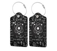 Physics Print Printed,Luggage Tags Pu Leather Name Tag Travel Suitcase Identifier ID Tags Durable Luggage Label 2 pcs