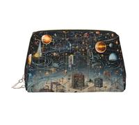 Physics Print Printed Zippered Toiletry Bag, Wide Open Storage Case for Personal Care Items and Cosmetics