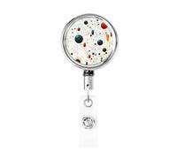 Physics Print Retractable Badge Reel Holder with Clip and Keychain Name Badge Reel Funny Cute Badge Clips Id Card Badge Holder for Office Worker Doctor Nurse