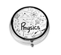 Physics Print This Small, Printed, Round Pill Box is a Portable Pill and Vitamin Organizer Perfect for Pockets, Purses, and Travel.