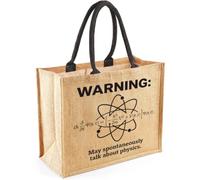 Physics Teacher Gift Tote Bag - Premium Jute Shopping Bag with Black Handles, Funny Science STEM Appreciation Present for Teachers, Men & Women, Large Cotton Canvas School Bag.