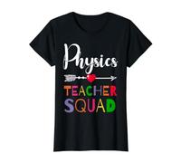Physics Teacher Squad Heart Fun Teachers Matching Value Graphic T-Shirt, Women, Black, L
