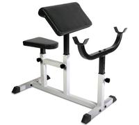 Physionics Preacher Curl Bench, Adjustable Seat & Barbell Rack, 200 kg Max Load, Home Gym Fitness Equipment