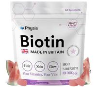 Physis British Biotin Gummies | 10,000mcg High Strength | Hair Skin Nails Vitamins | Natural Growth Supplement | Radiance Health | 60 x Gummies Mouth-Watering Watermelon | Biotin Supplement