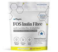 Physis FOS Inulin Fibre with Lactobacillus Acidophilus | Chicory Root Inulin & Live Bacterial Cultures | Gentle Daily Formula for Sensitive Stomachs | 60 x Vegan Gut Wellness Capsules | Made in UK