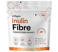 Physis High Fibre Gummies 3g Inulin Prebiotic | Natural Soluble Fibre from Chicory Root | Fiber Supplement | Prebiotics for Gut Health | Vegan Orange Natural Flavouring | 60 Gummies | 1 Month